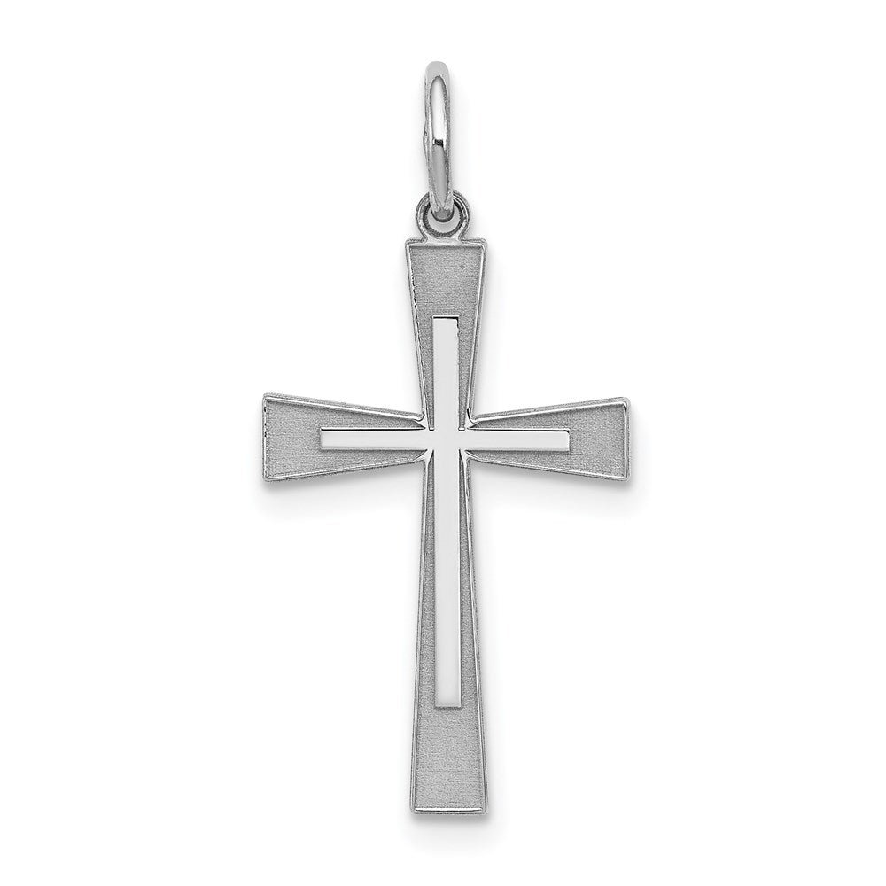 Sterling Silver Rhodium-plated Laser Cut Cross Pendant, 25 x 12 mm, 0.5 g - ID5S9QXR1508L7
