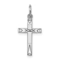 Sterling Silver Rhodium-plated Laser Cut Cross Charm, 22 x 10 mm, 0.41 g - ID5S9QXR1528L7