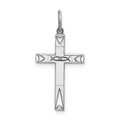 Sterling Silver Rhodium-plated Laser Cut Cross Pendant, 25 x 12 mm, 0.49 g