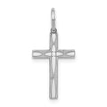 Sterling Silver Rhodium-plated Laser Cut Cross Charm, 22 x 10 mm, 0.37 g
