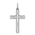 Sterling Silver Rhodium-plated Laser Cut Cross Pendant, 25 x 12 mm, 0.47 g