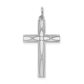 Sterling Silver Rhodium-plated Laser Cut Cross Pendant, 31 x 16 mm, 0.8 g