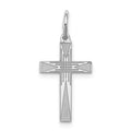 Sterling Silver Rhodium-plated Laser Cut Cross Charm, 22 x 10 mm, 0.41 g - ID5S9QXR1708L7