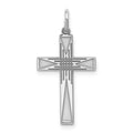 Sterling Silver Rhodium-plated Laser Cut Cross Pendant, 25 x 12 mm, 0.61 g - ID5S9QXR1718L7