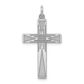 Sterling Silver Rhodium-plated Laser Cut Cross Pendant, 31 x 16 mm, 0.9 g