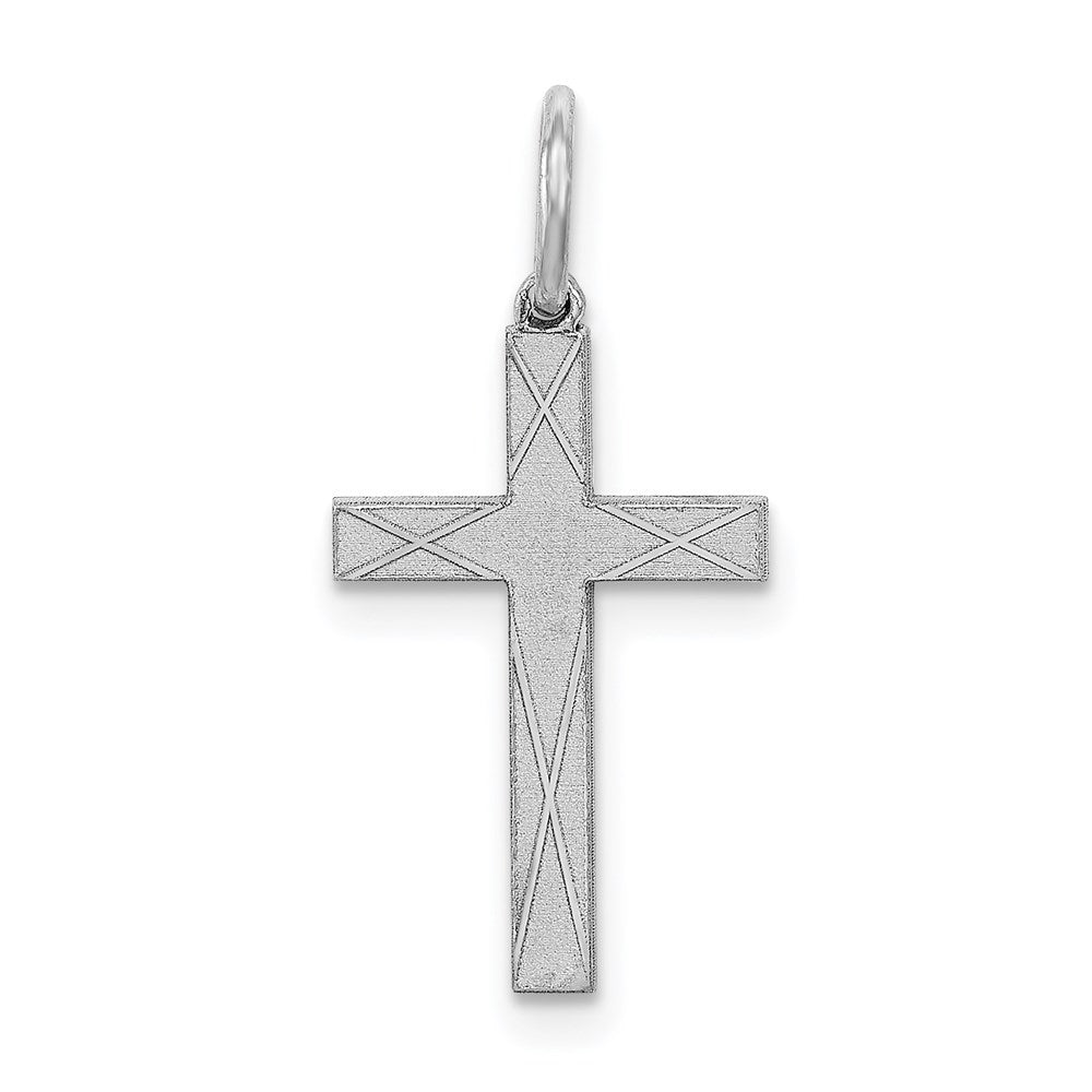 Sterling Silver Rhodium-plated Laser Cut Cross Charm, 22 x 10 mm, 0.36 g - ID5S9QXR1738L7