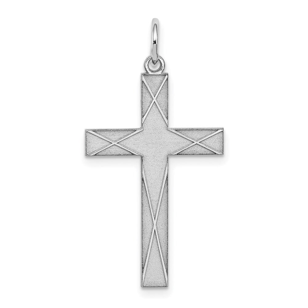 Sterling Silver Rhodium-plated Laser Cut Cross Pendant, 31 x 16 mm, 0.77 g - ID5S9QXR1758L7
