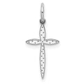 Sterling Silver Rhodium-plated Laser Cut Cross Charm, 22 x 10 mm, 0.25 g