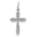Sterling Silver Rhodium-plated Laser Cut Cross Charm, 22 x 10 mm, 0.36 g - ID5S9QXR1828L7
