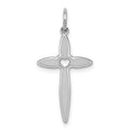 Sterling Silver Rhodium-plated Laser Cut Cross Pendant, 25 x 12 mm, 0.4 g