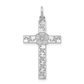 Sterling Silver Rhodium-plated Laser Cut Cross Pendant, 30 x 15 mm, 0.77 g