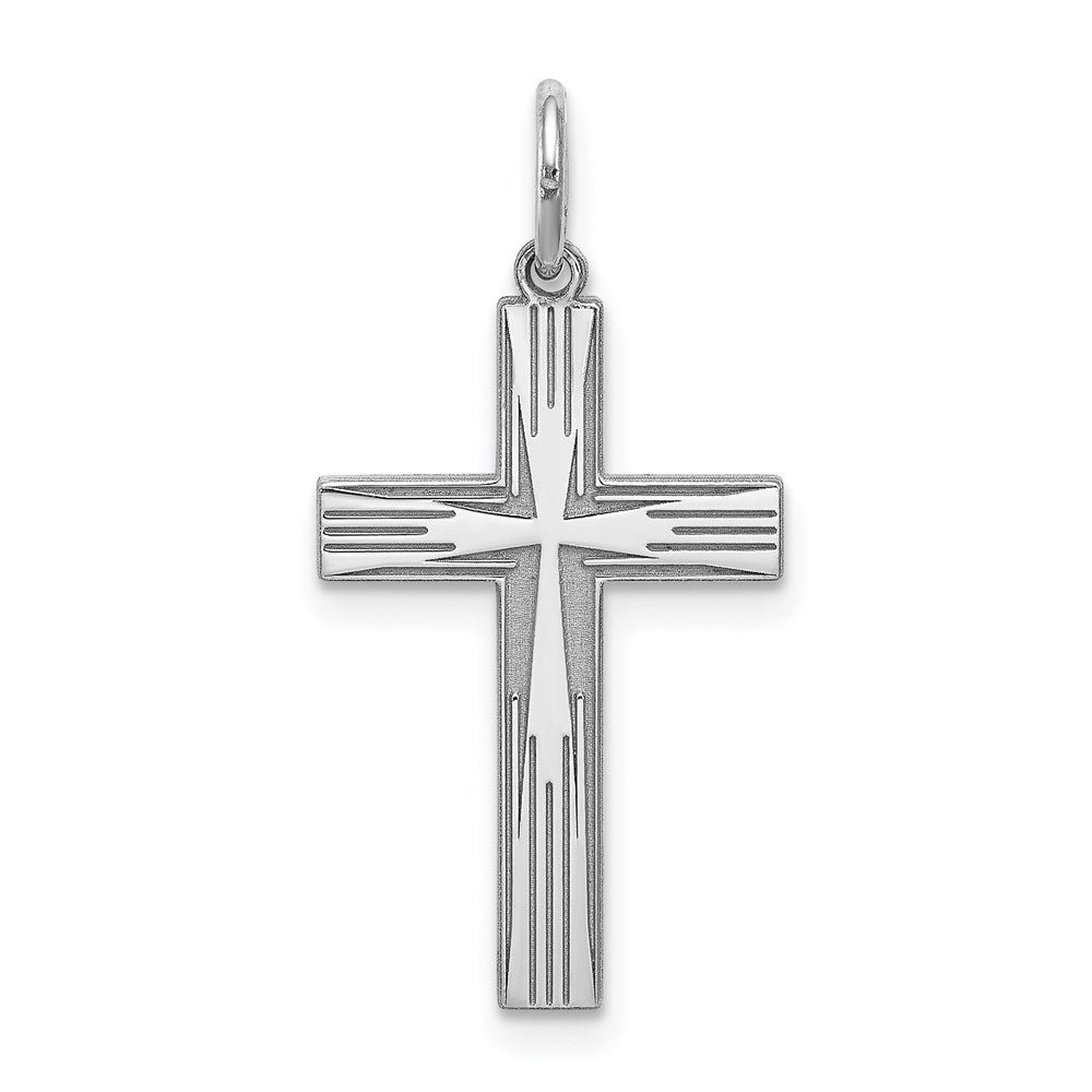 Sterling Silver Rhodium-plated Laser Cut Cross Pendant, 25 x 12 mm, 0.61 g - ID5S9QXR2118L7