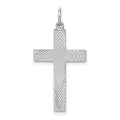 Sterling Silver Rhodium-plated Laser Cut Cross Pendant, 30 x 15 mm, 0.86 g