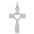 Sterling Silver Rhodium-plated Laser Cut Cross Pendant, 30 x 16 mm, 0.78 g