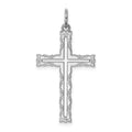 Sterling Silver Rhodium-plated Laser Cut Cross Pendant, 30 x 16 mm, 0.6 g