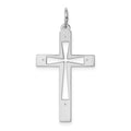Sterling Silver Rhodium-plated Laser Cut Cross Pendant, 30 x 16 mm, 0.61 g