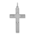 Sterling Silver Rhodium-plated Laser Cut Cross Pendant, 30 x 16 mm, 0.88 g