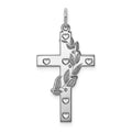 Sterling Silver Rhodium-plated Laser Cut Cross Pendant, 30 x 16 mm, 0.95 g