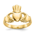 14k Polished Claddagh Ring, Size 6, 2.87 g