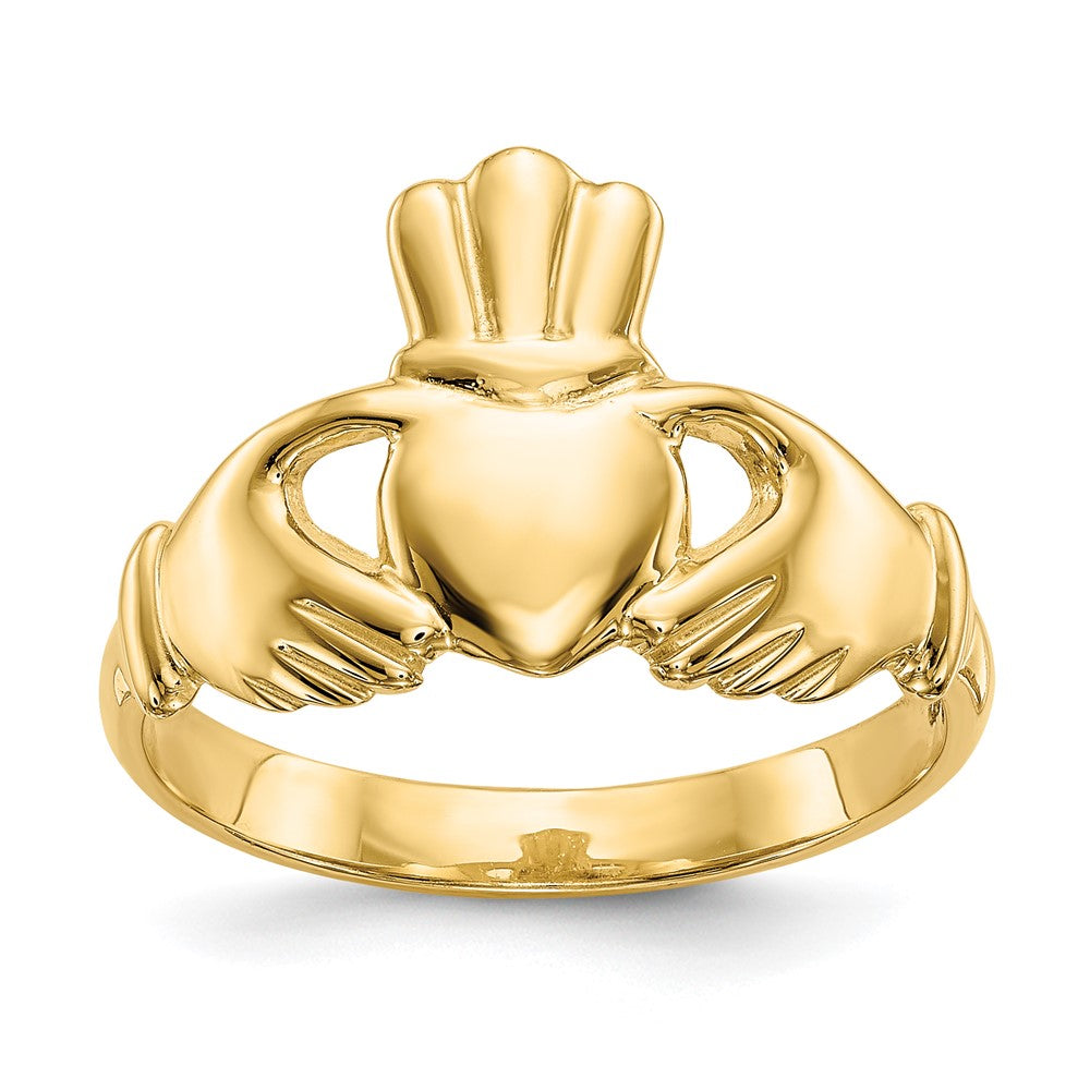 14k Polished Claddagh Ring, Size 6, 2.87 g
