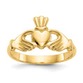 14k Polished Claddagh Ring, Size 6.75