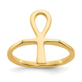 14k Polished Ankh Egyptian Cross Ring, Size 6
