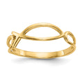 14k Polished Ichthus Fish Ring, Size 6