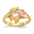 14k Two-tone Diamond-Cut Rose Ring, Size 6