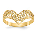 14k Diamond-Cut Filigree V-Shape Ring, Size 7