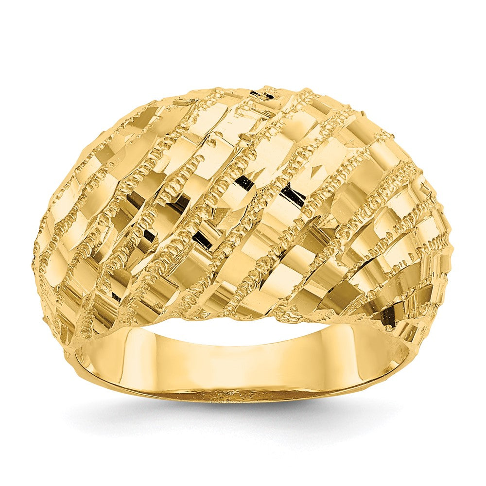 14k Diamond-Cut Dome Ring, Size 6, 9.05 g