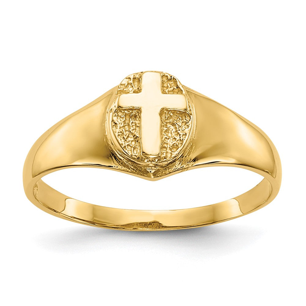 14k Polished Cross Size 4 Baby / Childs Ring