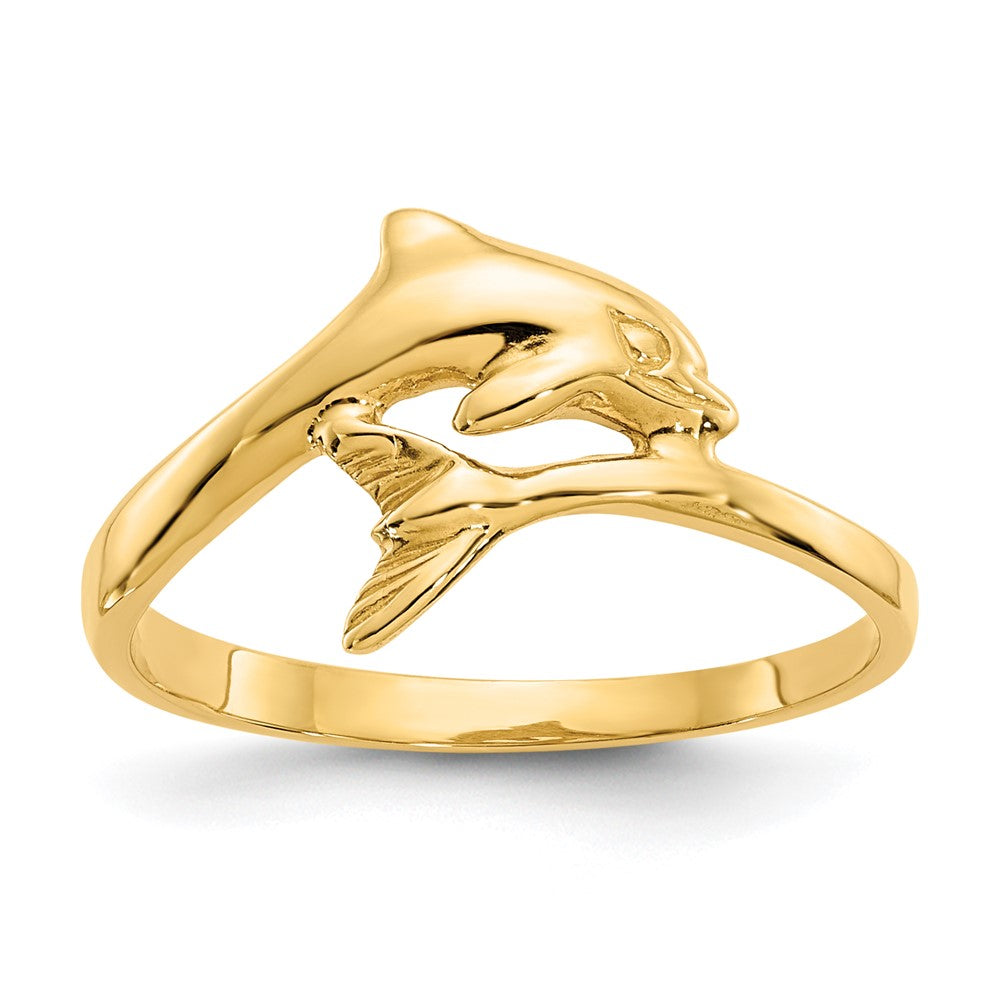 14k Dolphin Bypass Ring, Size 6, 1.07 g