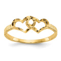 14k Two Hearts Size 5 Baby / Childs Ring, 1.1 g