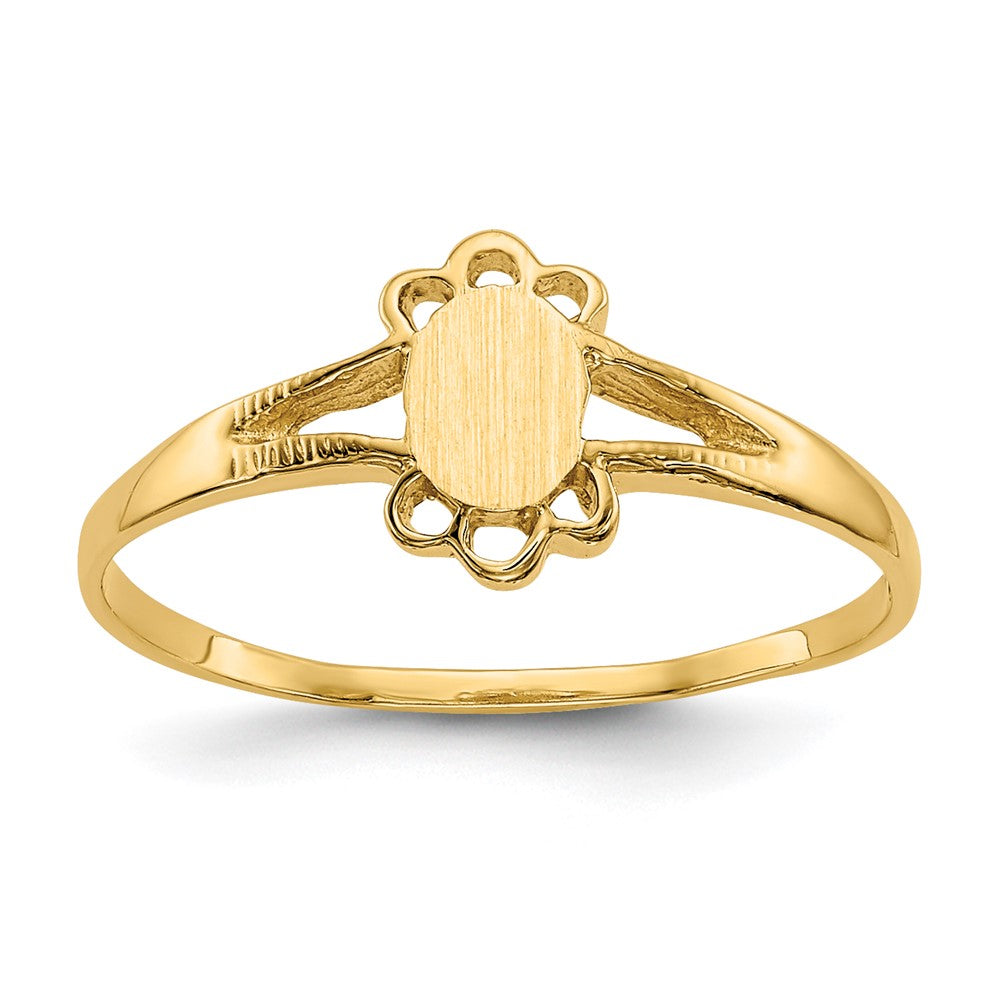 14k 3.0x4.5mm Closed Back Size 3 Childs Fancy Oval Signet Ring