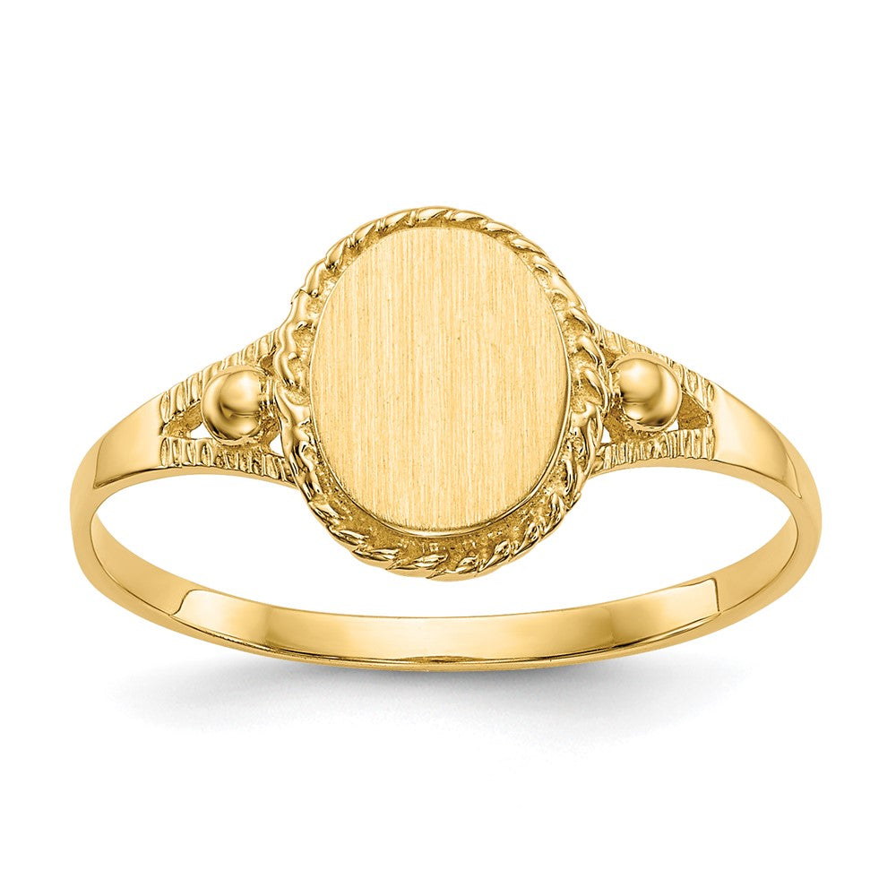 14k 6.0x7.5mm Closed Back Size 6 Childs Fancy Oval Signet Ring