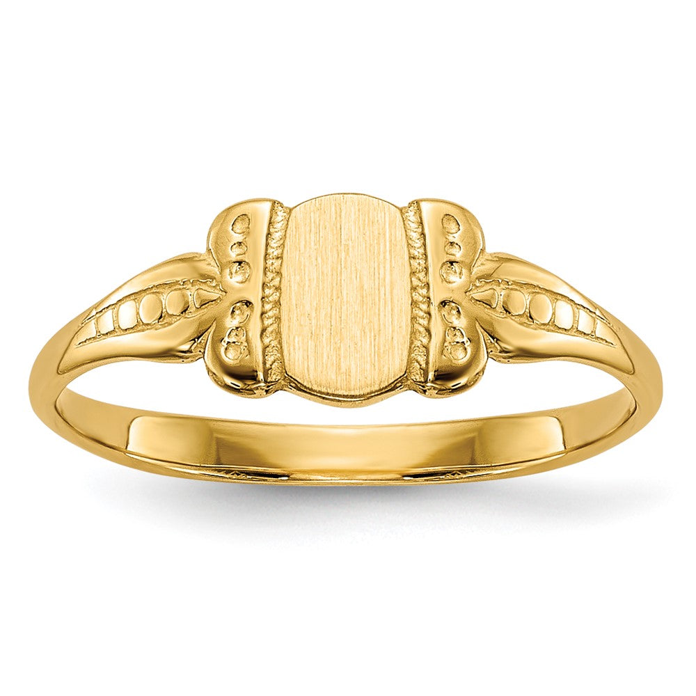 14k 3.5x5.25mm Closed Back Size 3 Childs Fancy Oval Signet Ring