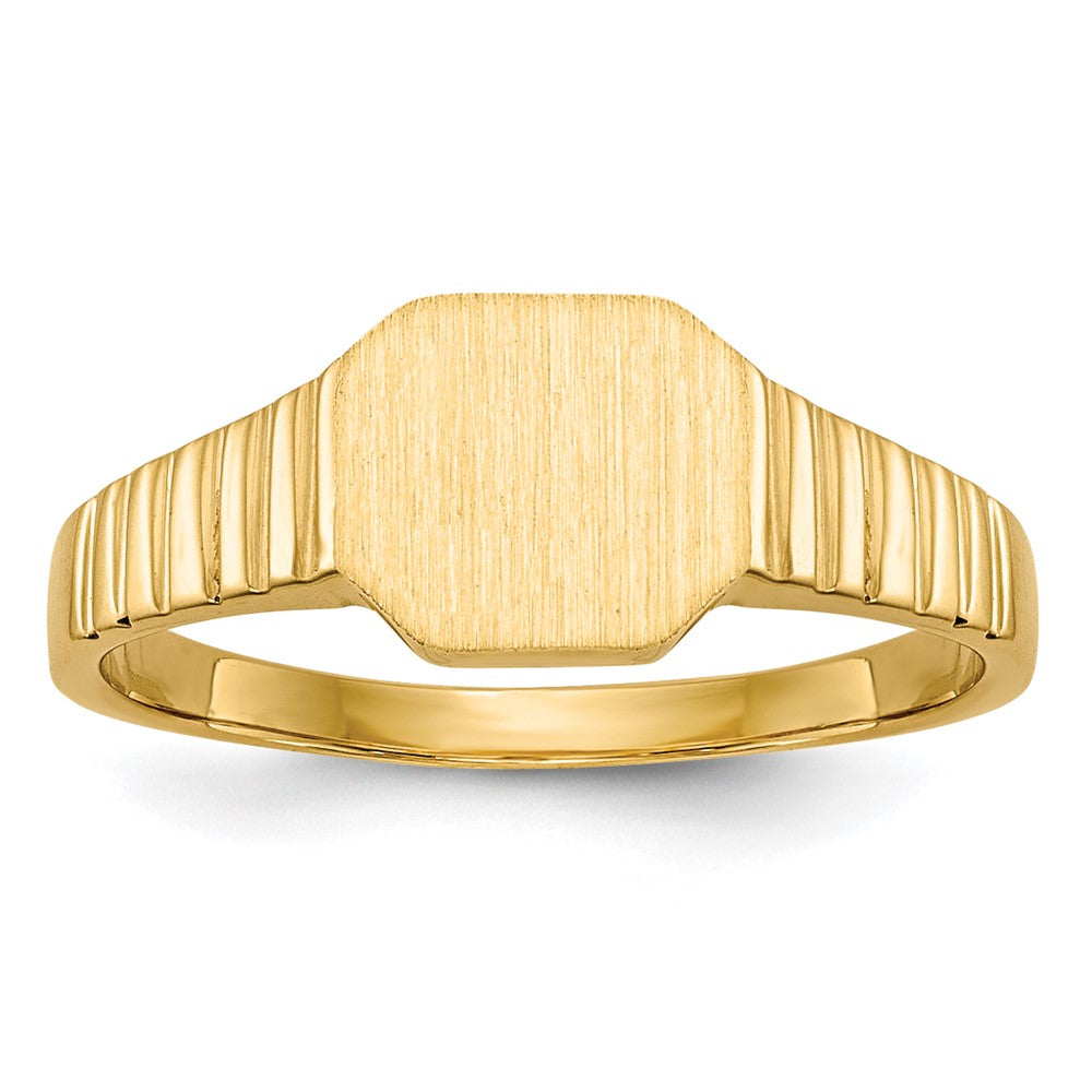 14k 7.5x6.0mm Open Back Size 3.5 Childs Octagonal Signet Ring