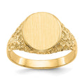 14k 10.5x12.5mm Oval Open Back Mens Nugget Signet Ring, Size 9