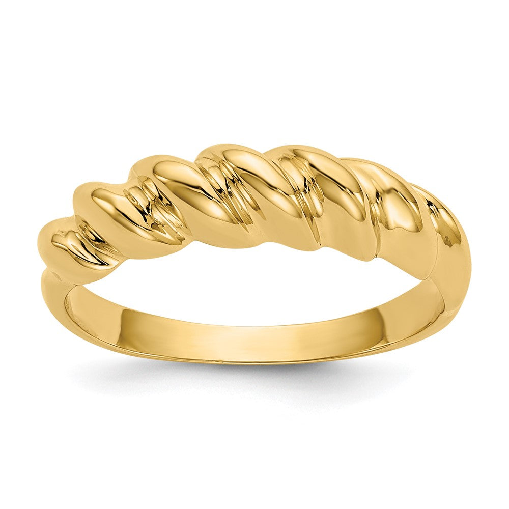 14k Polished Twisted Dome Ring, Size 6