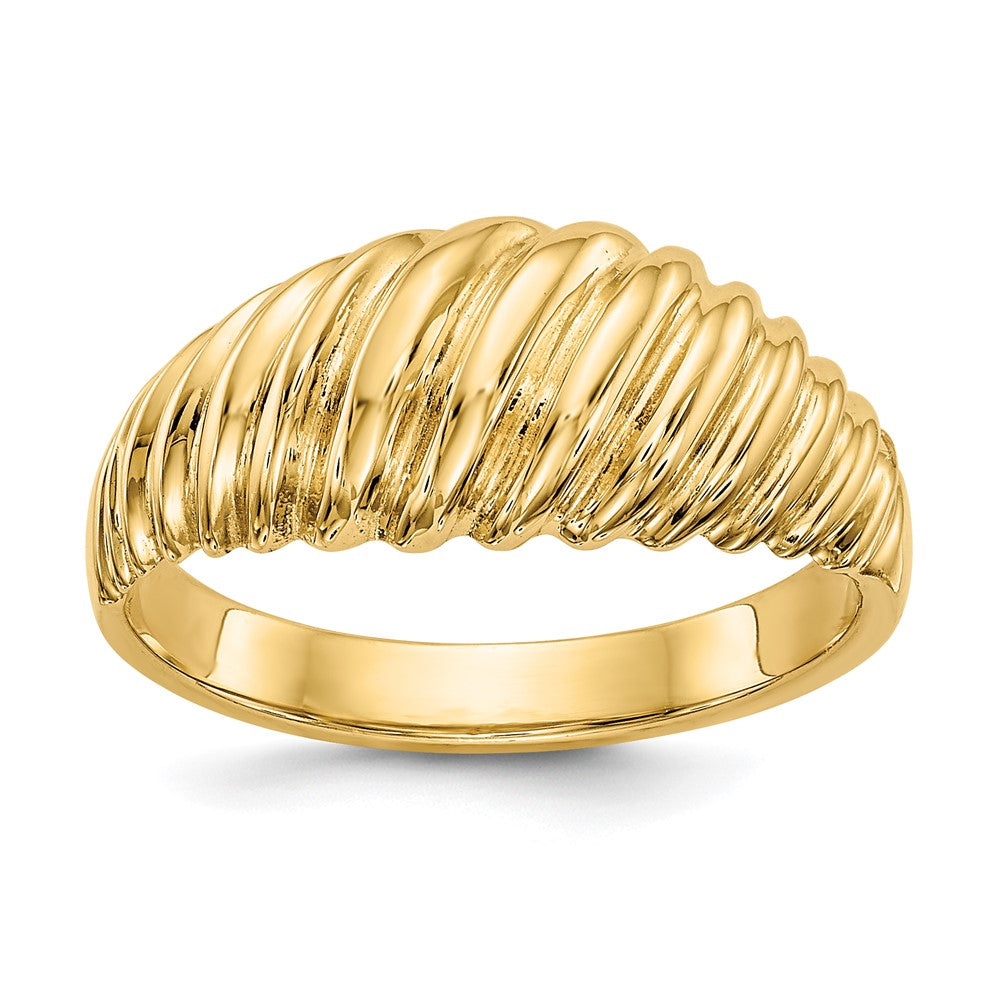 14k Polished Scalloped Dome Ring, Size 6, 3.15 g
