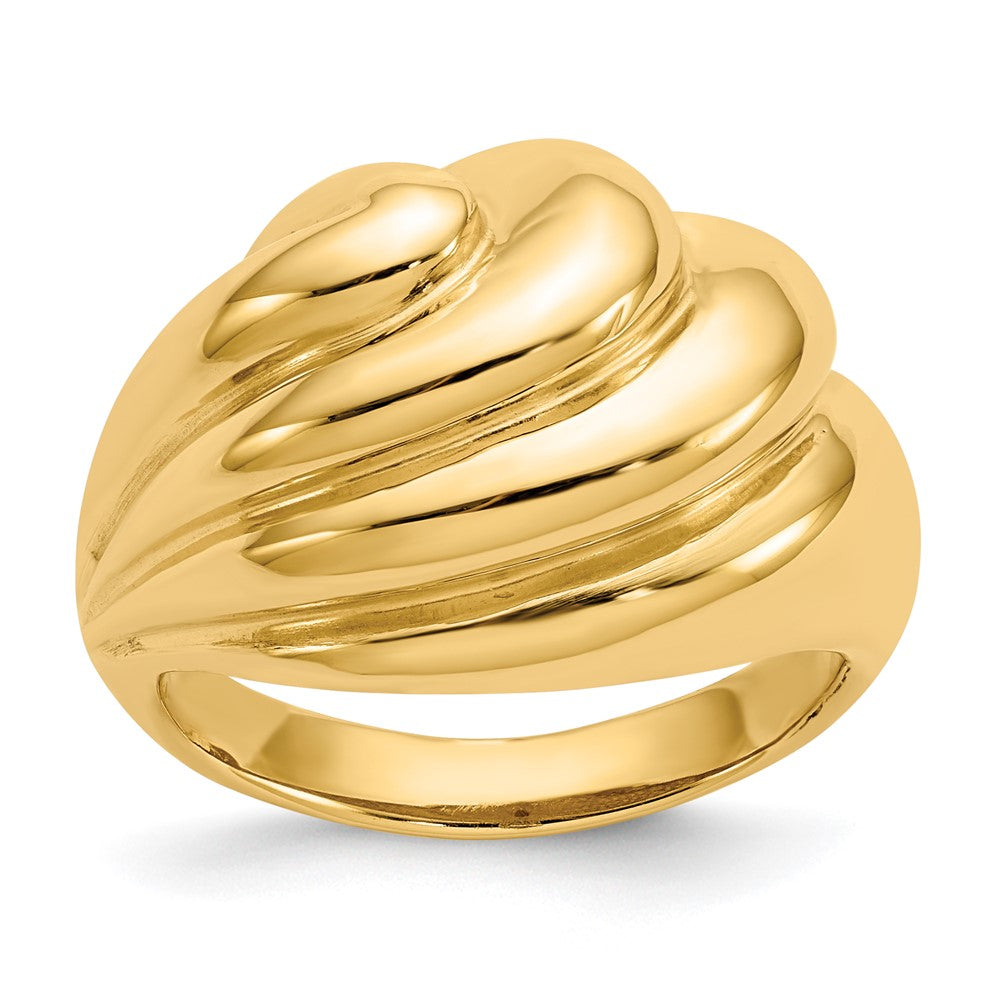 14k Polished Swirl Dome Ring, Size 5.5