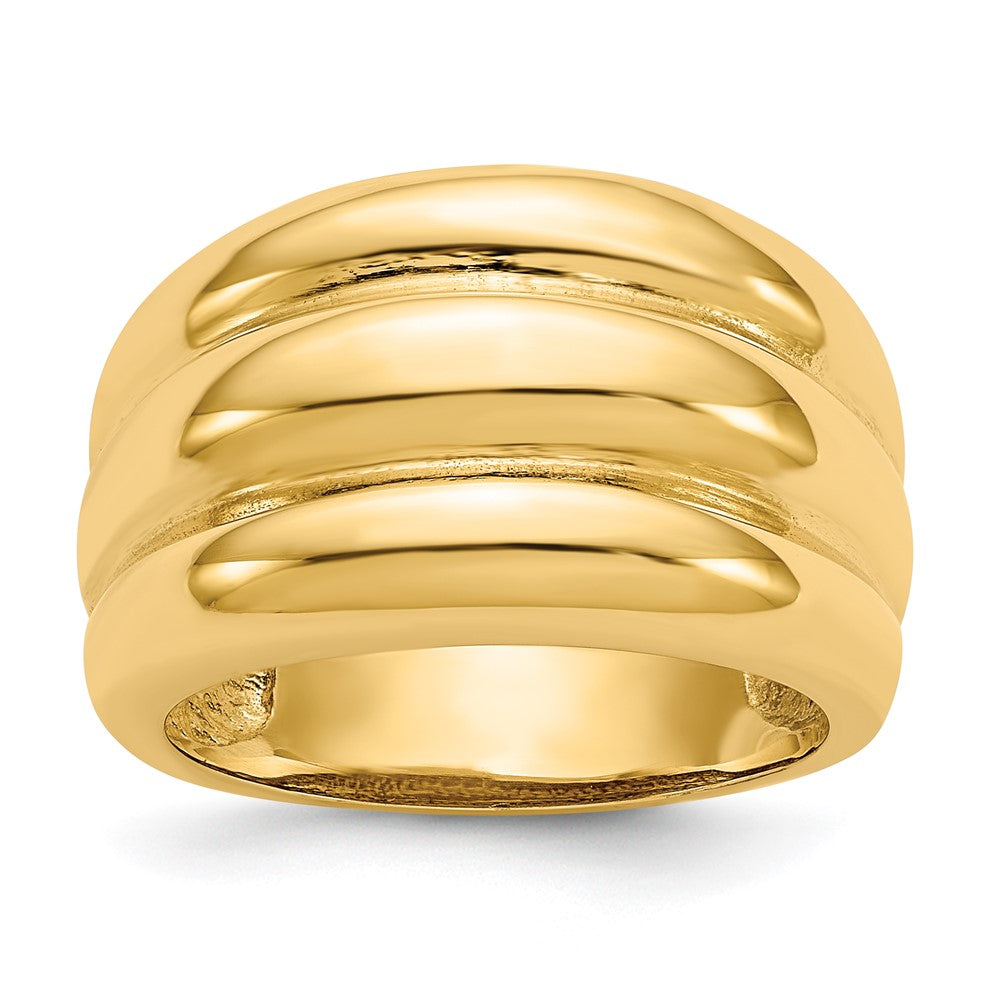 14k Polished Scalloped Dome Ring, Size 6, 8.31 g