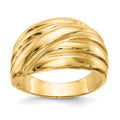 14k Polished Scalloped Dome Ring, Size 6, 6.61 g