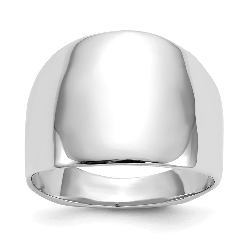 14k White Gold Polished Dome Ring, Size 6.5