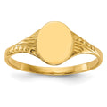 14K Polished 6.0x7.5mm Closed Back Size 5.25 Childs Oval Signet Ring