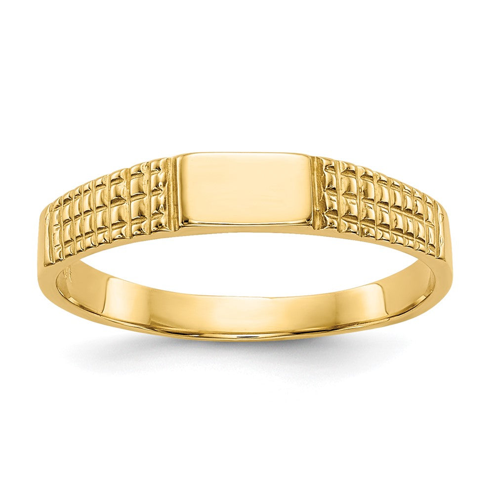 14K Polished 4.5x3.0mm Closed Back Size 3.25 Childs Rectangular Signet Ring