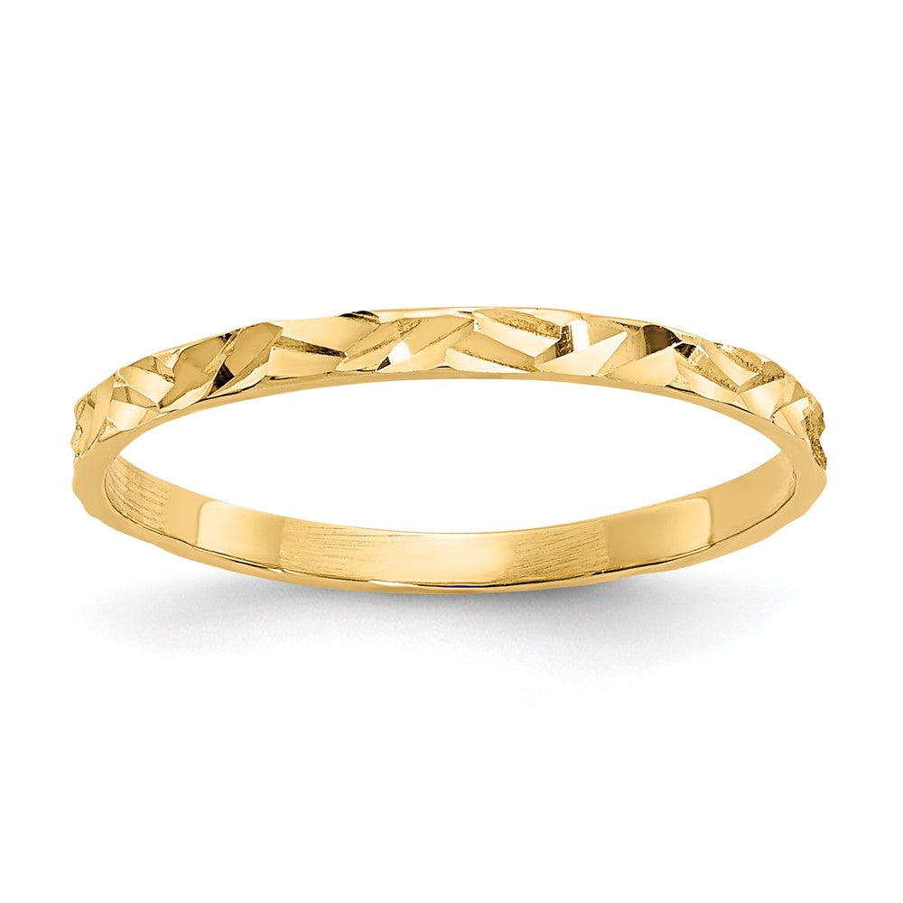 14K 1mm Diamond-cut Zig-Zag Design Flat Band Size 3 Baby / Childs Ring