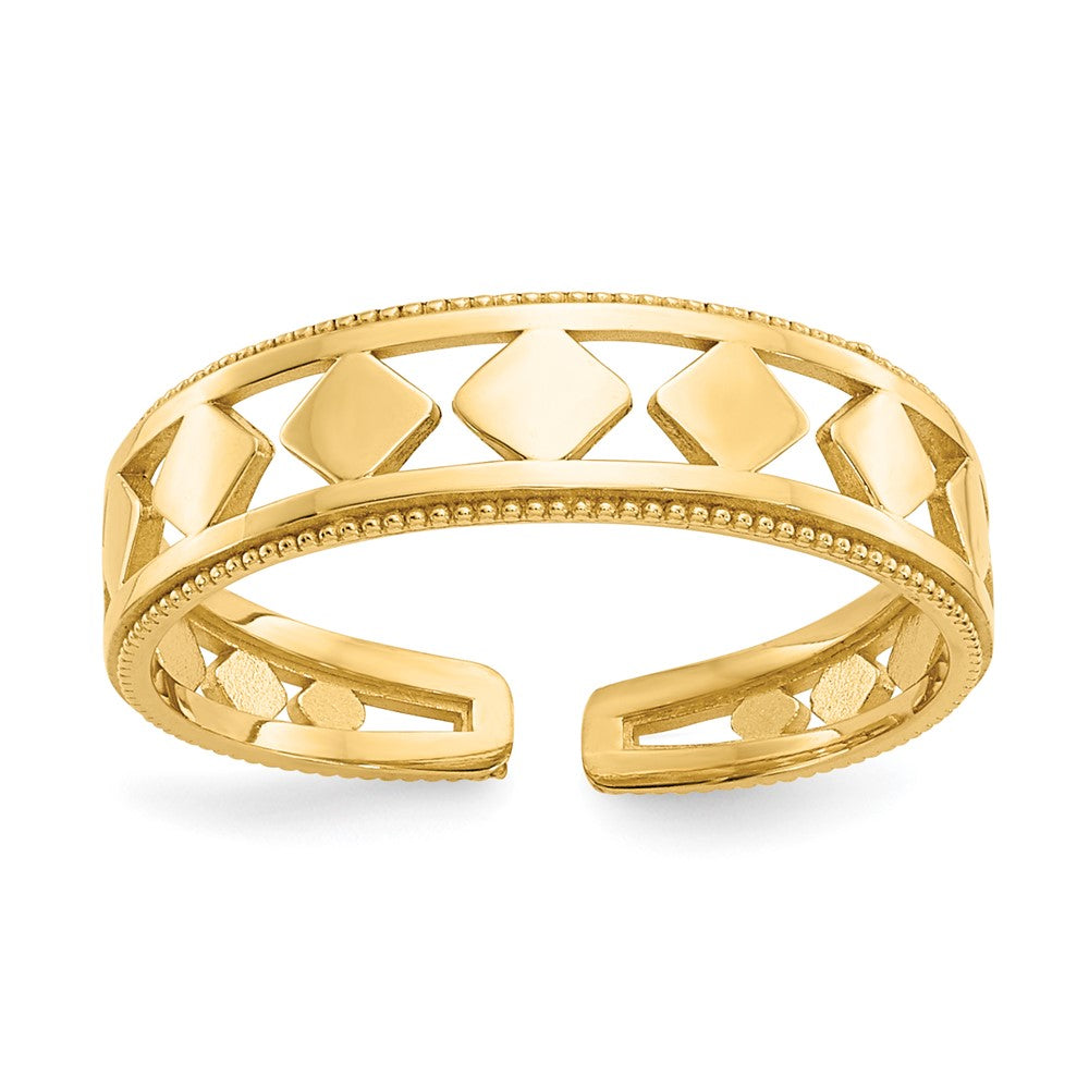 14k Diamond Shapes Toe Ring, 1 g