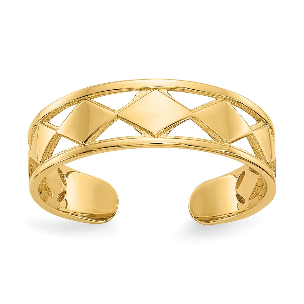14k Diamond Shapes Toe Ring, 1.1 g