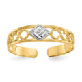 14k and White Rhodium Diamond-Cut Toe Ring